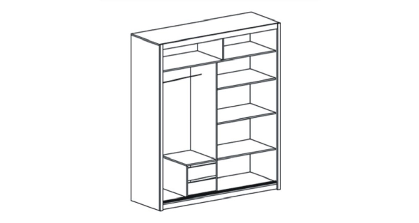 Šatní skříň IVESA, dub sonoma/černé sklo