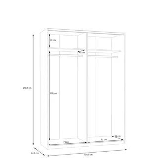 Šatní skříň KEBAN 150 cm, bílá, 5 let záruka