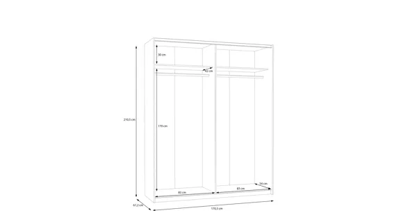 Šatní skříň KEBAN 170 cm, bílá, 5 let záruka