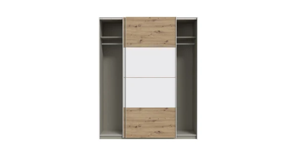 Šatní skříň KEBAN 170 cm, bílá/dub artisan