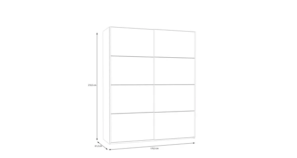 Šatní skříň KEBAN 170 cm, bílá/dub artisan