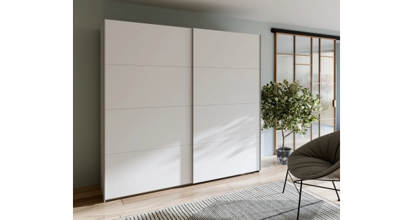 Šatní skříň KEBAN 220 cm, bílá, 5 let záruka