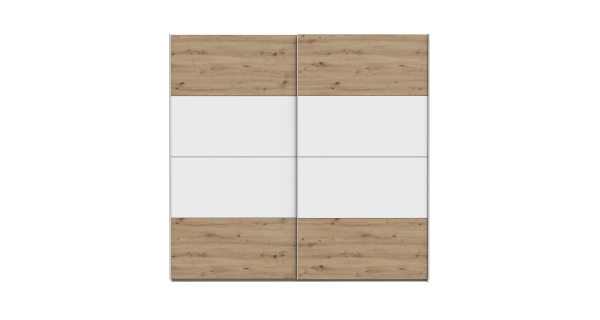 Šatní skříň KEBAN 220 cm, bílá/dub artisan, 5 let záruka