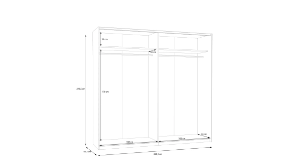 Šatní skříň KEBAN 220 cm, bílá/dub artisan, 5 let záruka