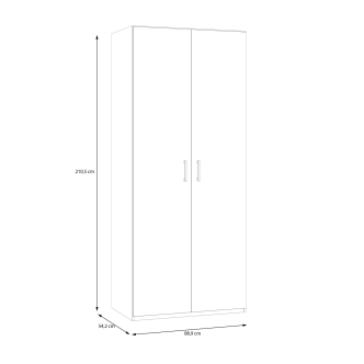 Šatní skříň KELLO 2  2D, bílá, 5 let záruka