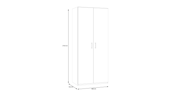 Šatní skříň KELLO 2  2D, bílá, 5 let záruka