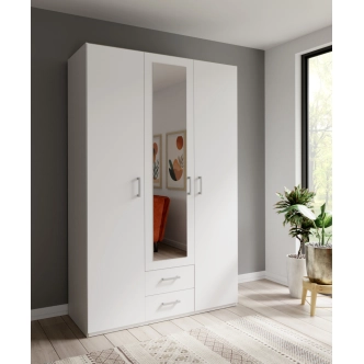 Šatní skříň KELLO 2 3D2S, bílá, 5 let záruka