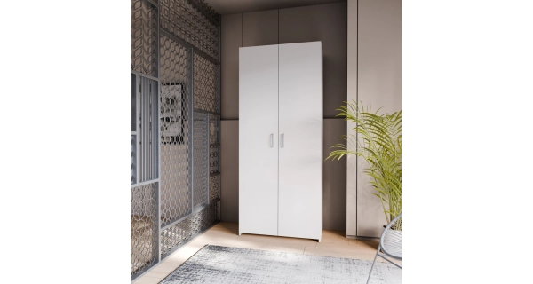 Šatní skříň KELLO 2D, bílá, 5 let záruka
