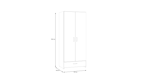 Šatní skříň KELLO 2D1S, bílá, 5 let záruka
