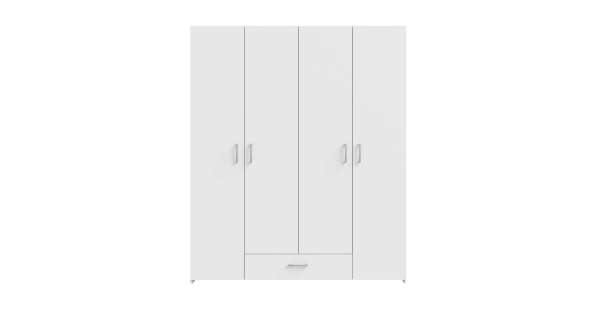 Šatní skříň KELLO 4D1S, bílá, 5 let záruka