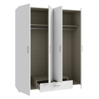 Šatní skříň KELLO 4D1S, bílá, 5 let záruka