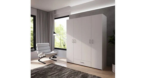 Šatní skříň KELLO 4D1S, bílá