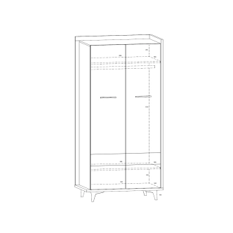 Šatní skříň KNUT 2D, craft zlatý/bílá/černá, 5 let záruka