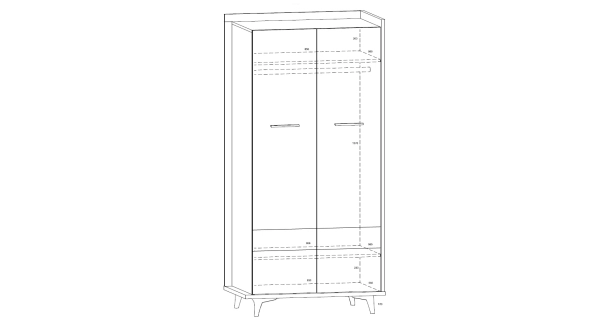 Šatní skříň KNUT 2D, craft zlatý/bílá/černá, 5 let záruka