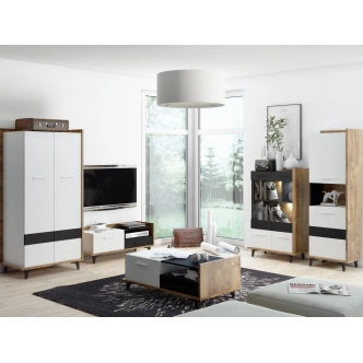 Šatní skříň KNUT 2D, dub burgundský/bílá/černá, 5 let záruka