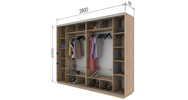 Šatní skříň LESLIE, dub artisan