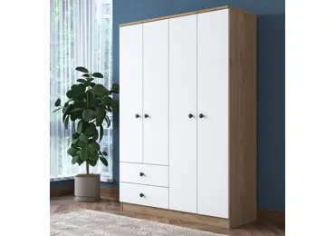 Šatní skříň LINLAN 120 cm, vlašský ořech/bílá