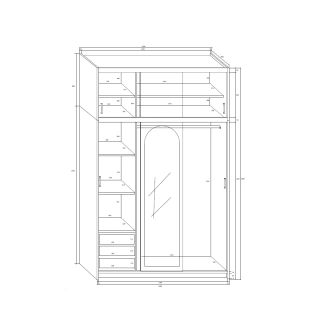 Šatní skříň LISMORE se zrcadlem, olše, 5 let záruka