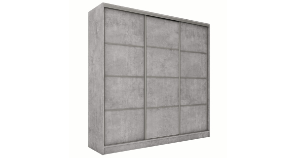 Šatní skříň LITOLARIS 200 bez zrcadla, se 4 šuplíky a 2 šatními tyčemi, beton