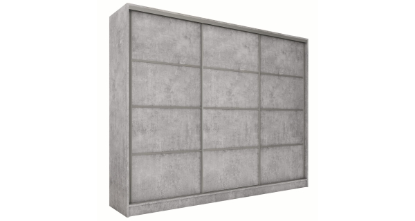 Šatní skříň LITOLARIS 250 bez zrcadla, se 4 šuplíky a 2 šatními tyčemi, beton