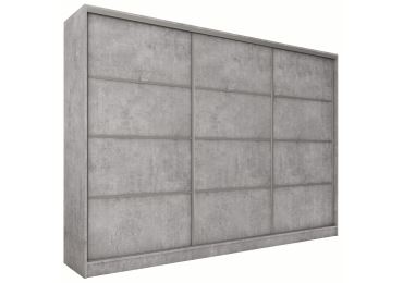 Šatní skříň LITOLARIS 280 bez zrcadla, se 6 policemi, 4 šuplíky a 2 šatními tyčemi, beton