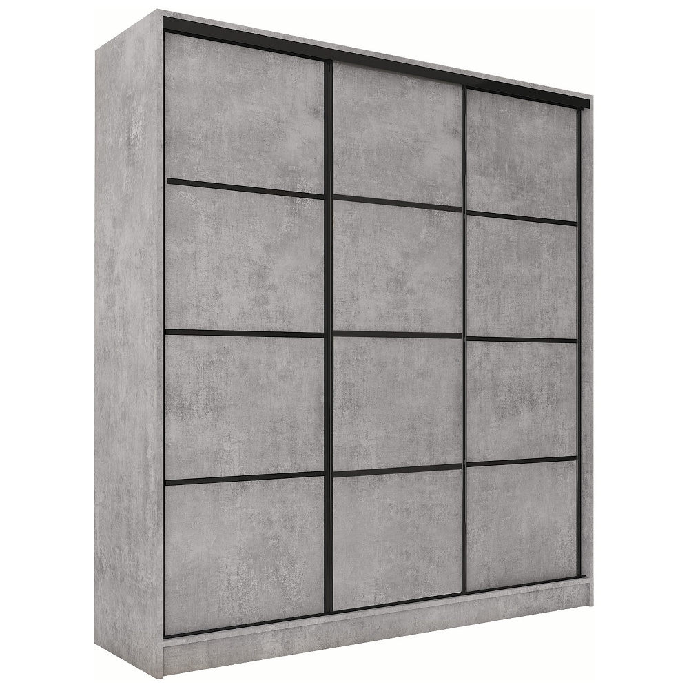 Šatní skříň HARAZIA 180 bez zrcadla, se 4 šuplíky a 2 šatními tyčemi, beton