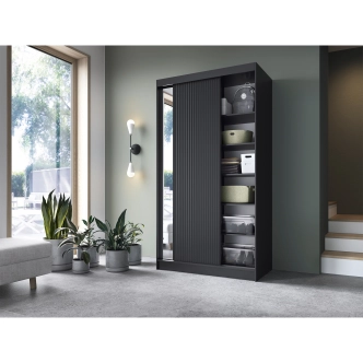 Šatní skříň LOTIS II se zrcadlem, černá