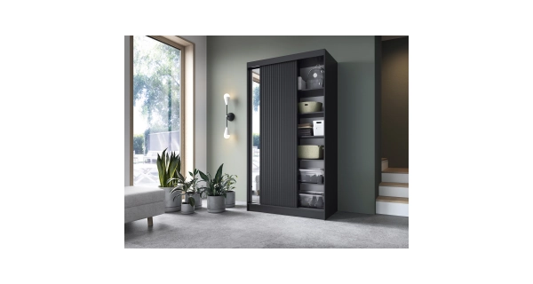 Šatní skříň LOTIS II se zrcadlem, černá