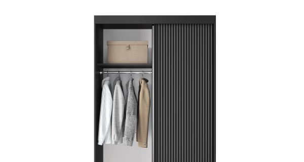 Šatní skříň LOTIS II se zrcadlem, černá