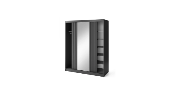 Šatní skříň LOTIS III se zrcadlem, černá