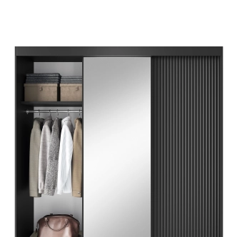 Šatní skříň LOTIS III se zrcadlem, černá