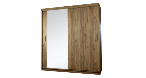 Šatní skříň MEDARDO 200 cm s jedním zrcadlem, dub craft zlatý