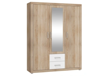Šatní skříň MOLTENO 3D, dub sonoma/bílý lesk