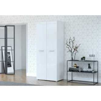 Šatní skříň PLACIDO, bílá/bílý lesk