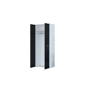 Šatní skříň PLACIDO, bílá/černý lesk