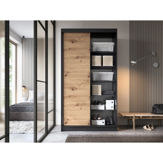 Šatní skříň RISOLUTO II, dub artisan/černý mat