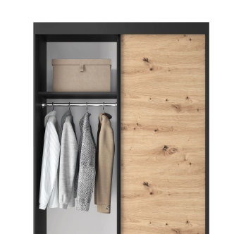 Šatní skříň RISOLUTO II, dub artisan/černý mat