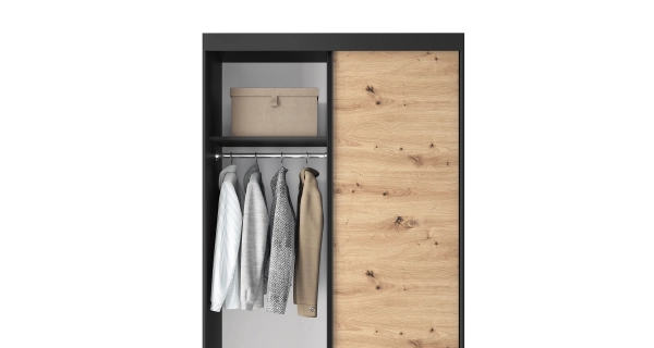 Šatní skříň RISOLUTO II, dub artisan/černý mat