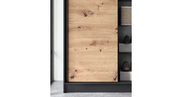 Šatní skříň RISOLUTO II, dub artisan/černý mat