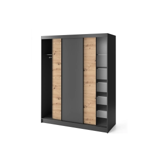 Šatní skříň RISOLUTO III, dub artisan/černý mat