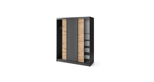 Šatní skříň RISOLUTO III, dub artisan/černý mat