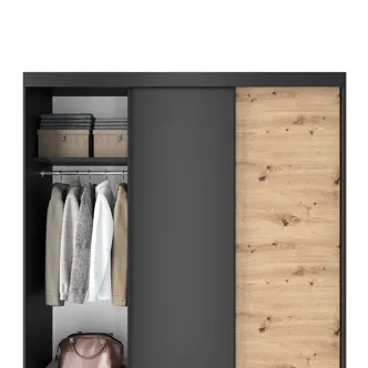 Šatní skříň RISOLUTO III, dub artisan/černý mat