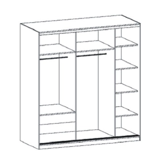 Šatní skříň RISUNTA, bílá/černé sklo