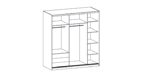 Šatní skříň RISUNTA, bílá/černé sklo