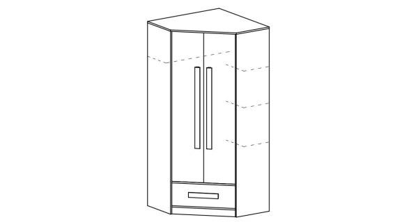 Šatní skříň rohová BLOURT, bílá/šedý lesk