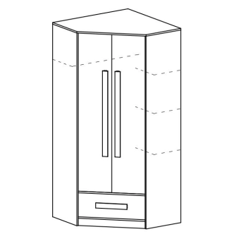 Šatní skříň rohová BLOURT, bílá/šedý lesk