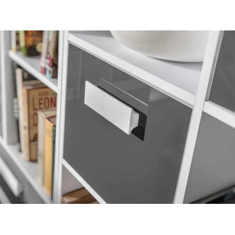 Šatní skříň rohová BLOURT, bílá/šedý lesk