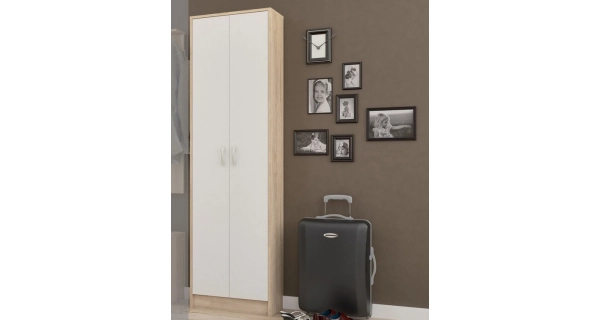 Šatní skříň RUBROTIC, dub sonoma/bílá