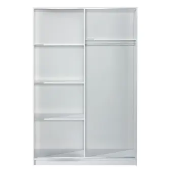 Šatní skříň s posuv. dveřmi BLOURT, bílá/tyrkys lesk