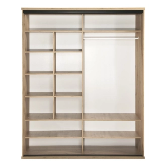 Šatní skříň s posuv. dveřmi FRAGILIS 1, dub artisan/černá